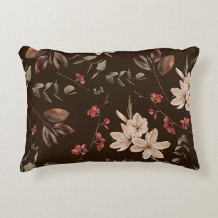 Cojín Decorativo Borde floral bohemio: Patrón acuarela sin mar