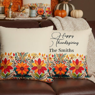 Cojín Decorativo Borde floral boho otoño personalizado