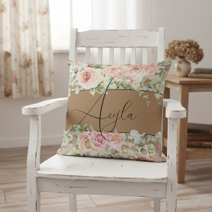 Cojín Decorativo Borde floral Rubor personalizado con Rosas