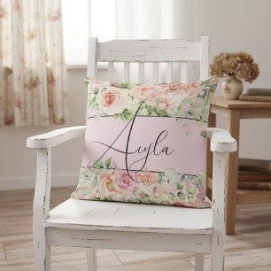 Cojín Decorativo Borde floral Rubor personalizado con Rosas