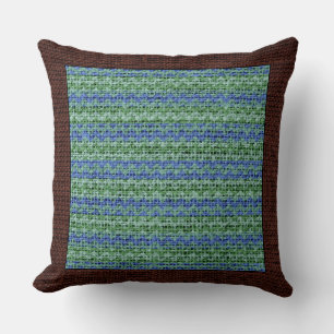 Cojín Decorativo Borde marrón moderno Chevron de color arpillera #2