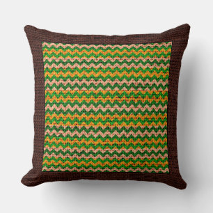 Cojín Decorativo Borde marrón moderno de chevron de color burlap #1