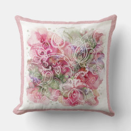 Cojín Decorativo Borde ornamental y floral estilizada