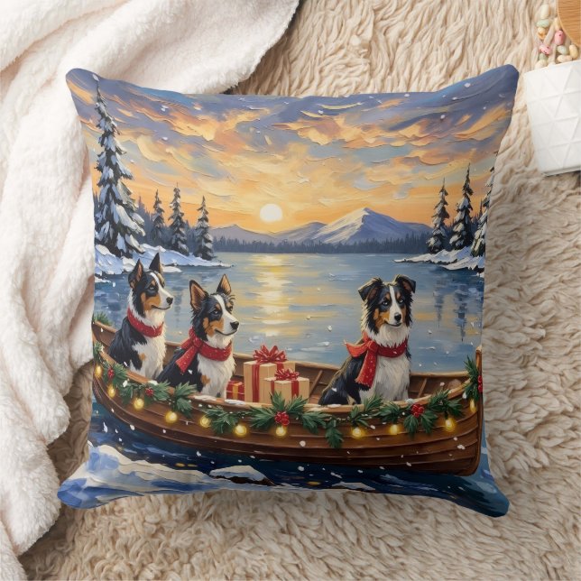 Cojín Decorativo Border Collie Christmas Boat Holiday (Manta)