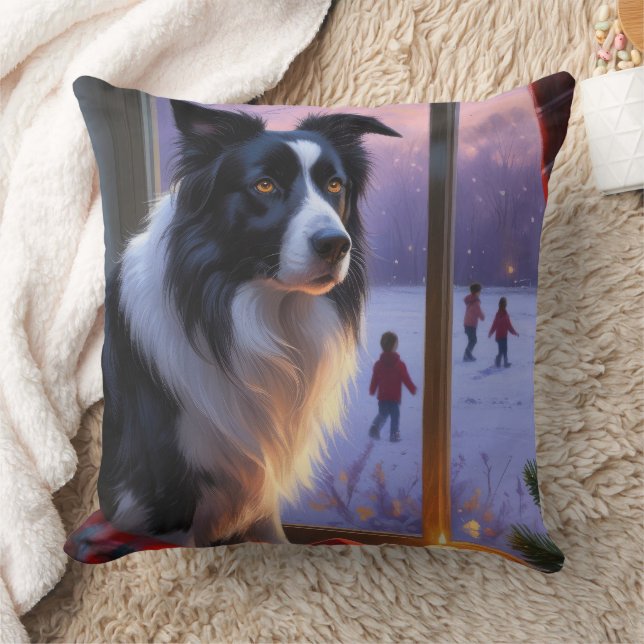 Cojín Decorativo Border Collie Con Luces De Navidad Fiesta (Manta)