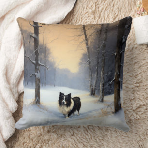 Cojín Decorativo Border Collie Deja que nieve Navidad