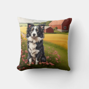 Cojín Decorativo Border Collie en granja