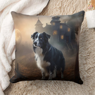 Cojín Decorativo Border Collie Halloween Aterrador 
