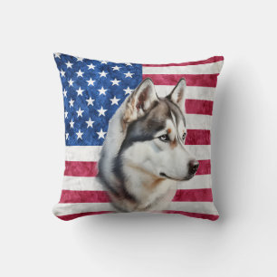 Cojín Decorativo Border Collie perro mascotas bandera americana