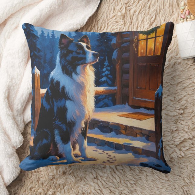 Cojín Decorativo Border Collie With Christmas Lights Holiday (Manta)