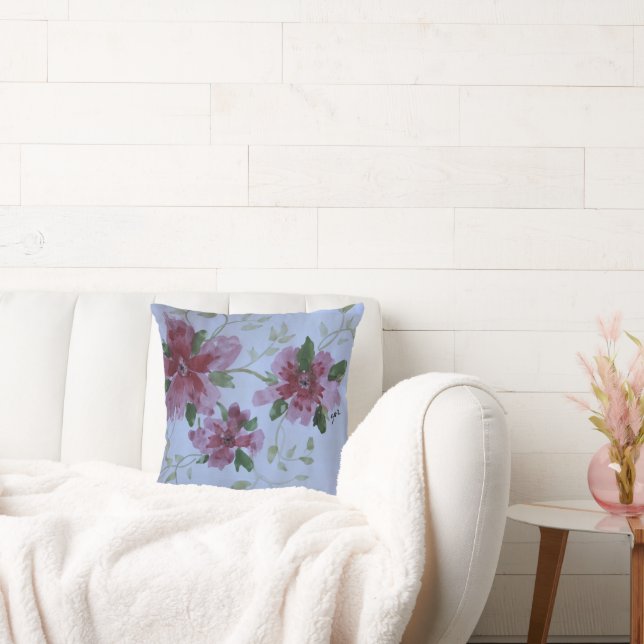 Cojín Decorativo Borgoña rosa azul y verde oscuro (Sofá)