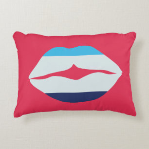 Cojín Decorativo Borgoña Y Tiros Azules