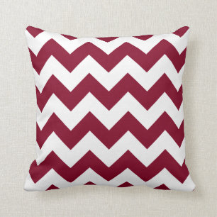 Cojín Decorativo Borgoña y zigzag blanco de Chevron