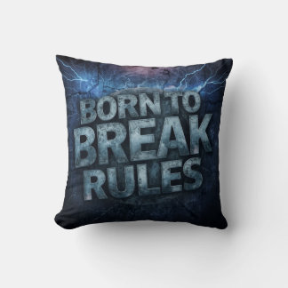 Cojín Decorativo Born to Break Rules - Bold 3D Grunge Typography De
