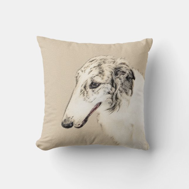 Cojín Decorativo Borzoi (Brindle plateado) Pintura original de arte (Anverso)
