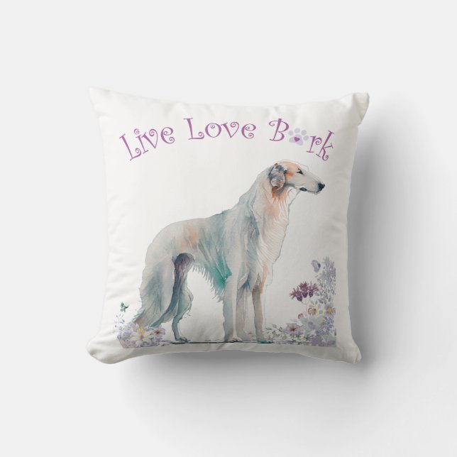 Cojín Decorativo Borzoi Dog Mom Floral (Anverso)