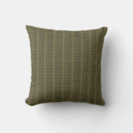 Cojín Decorativo Bosque Antiguo Plaid de Tartán Verde Naranja Oxida