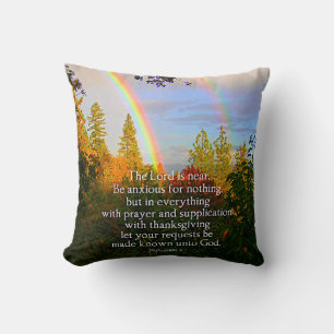 Cojín Decorativo Bosque arcoiris Escritura Cristiana Biblia Verse
