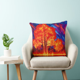 Cojín Decorativo Bosque Ardiente en Colores Vívidos