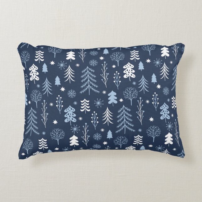 Cojín Decorativo Bosque azul del navidad (Anverso)