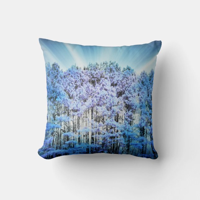 Cojín Decorativo Bosque Brillante Esperanza Azul (Anverso)