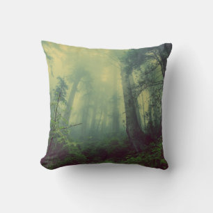 Cojín Decorativo Bosque Brumoso Verde Árboles