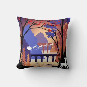 Cojín Decorativo Bosque Crepuscular Navidad Trineo de Santa