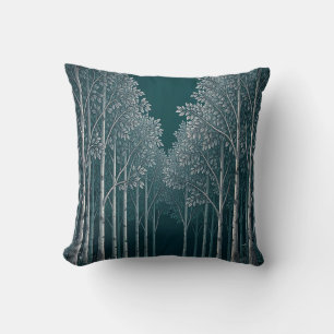 Cojín Decorativo Bosque de abedules blancos de té oscuro
