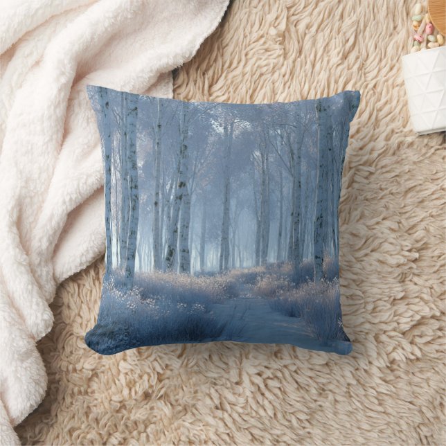 Cojín Decorativo Bosque de abedules radiante de nieve (Manta)