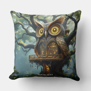 Cojín Decorativo Bosque de árbol de búho barato de fantasía