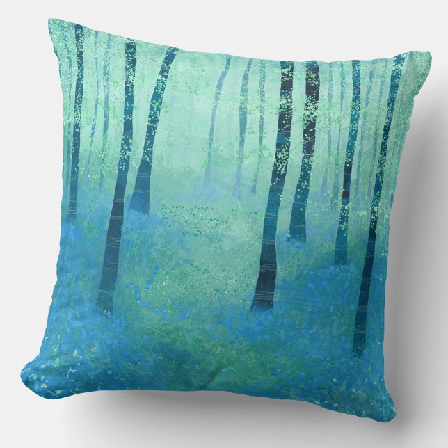 Cojín Decorativo Bosque de Campanillas Azules (Bluebell woods landscape art throw pillow for forest lovers)