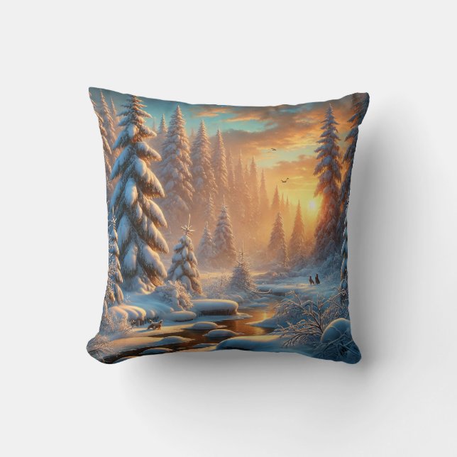 Cojín Decorativo Bosque de invierno (Anverso)