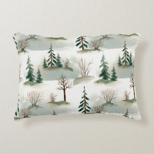 Cojín Decorativo Bosque de Invierno: desenfoque verde de mano