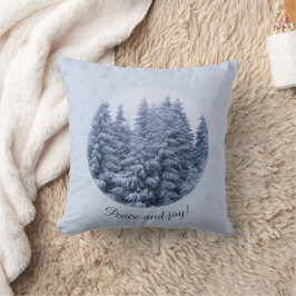 Cojín Decorativo Bosque de invierno mágico - azul, personalizado