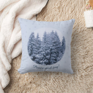 Cojín Decorativo Bosque de invierno mágico - azul, personalizado