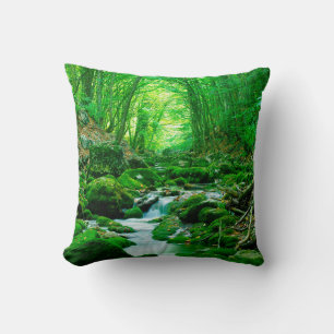 Cojín Decorativo Bosque de madera de verano profundo, bosques de fo