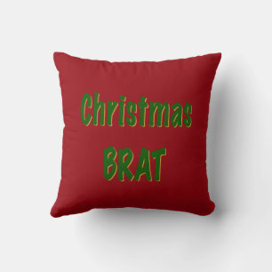 Cojín Decorativo Bosque de Navidad Verde Dorado Bruto Sobre Rojo Ca