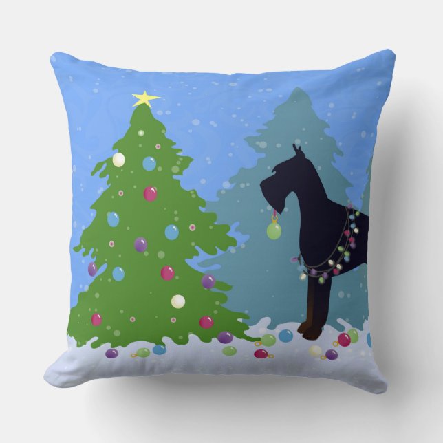 Cojín Decorativo Bosque de Navidades Schnauzer gigantes (Anverso)