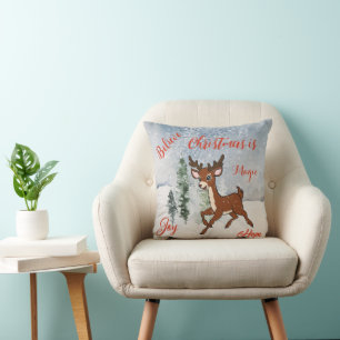 Cojín Decorativo Bosque de nieve con Navidades de venados