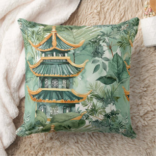 Cojín Decorativo Bosque de pagodas asiáticas vintage viaje
