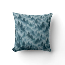 Bosque de Pino Azul Brumoso Patrón de Acuarela