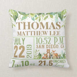 Cojín Decorativo Bosque de vegetación Animales de Woodland Nacimien