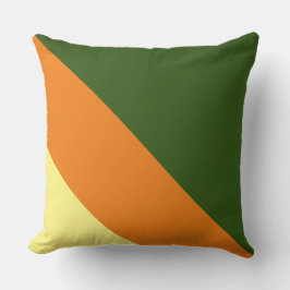 Cojín Decorativo Bosque de verano retro Naranja verde franjas amari