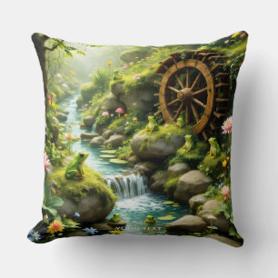 Cojín Decorativo Bosque del río Fantasy Cute Frog