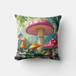 Cojín Decorativo Bosque encantado de hongos caprichosos