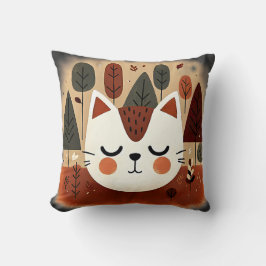 Cojín Decorativo Bosque Lindo Gato Otoño Bosque Durmiente Gatito