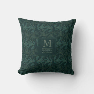 Cojín Decorativo Bosque Oscuro Verde Floral Patrón de Hoja Sin Cost