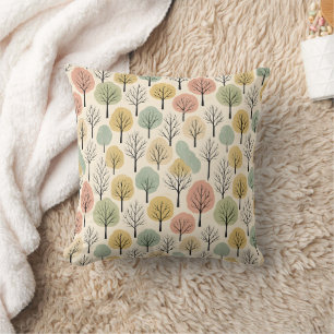 Cojín Decorativo Bosque otoñal Pastel de patrón de árbol de caída m