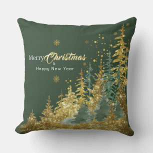 Cojín Decorativo Bosque Verde de Pino Feliz Navidad