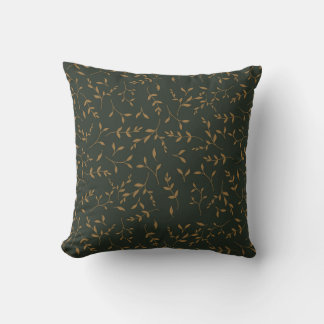 Cojín Decorativo Bosque Verde Patrón de Hoja de Oro Malhumorado
